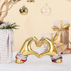 DOVDOV Heart Hand Sculpture, Gold Shelf Decoration Aesthetics for Room Bookshelf Coffee Table Dining Table Centerpiece, Birthday Gift and Memorial Gift for Women, Girlfriend Girls Mom.