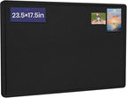 Bulletin Board, 23.5 X 17.5 inches Cork Board with 20 Pushpin, Felt Cork Board Notice Pin Board, Self-Adhesive Vision Board Mood Board Foldable Photo Board for Wall - Black