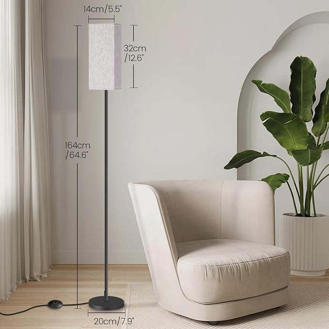 64.6" Floor Lamp, Pole Lamp with Foot Switch, Modern Standing Lamp, Minimalist Freestanding Lamp (Bulb Not Included), for Living Room, Bedroom, ETL Listed, Black and Taro Purple AZ07LD05