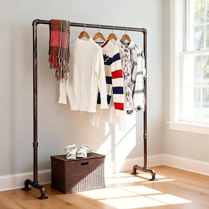 Industrial Pipe Clothing Rack 59in,Clothes Racks for Hanging Clothes,Heavy Duty Garment Display Rack