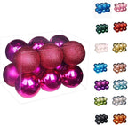 Emopeak 12Pcs Christmas Balls Ornaments for Xmas Christmas Tree - 4 Style Shatterproof Christmas Tree Decorations Hanging Ball for Holiday Wedding Party Decoration (Rose Red, 3.2"/8CM)