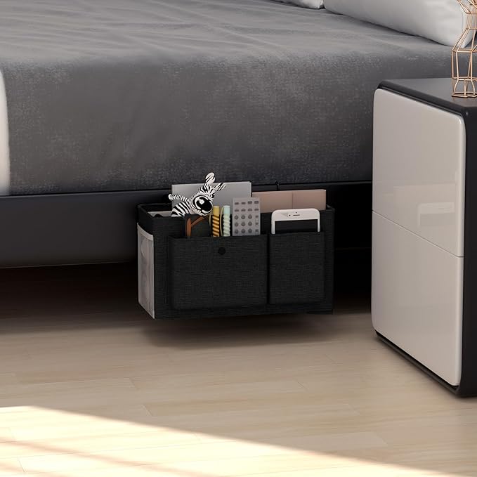 Edudif Bedside Caddy Bedside Organizer with Fixed Straps & Water Bottle Holder, Bunk Bed Caddy ideal for Home, Dorm, Hospital, Crib, Versatile Bedside Storage Solution
