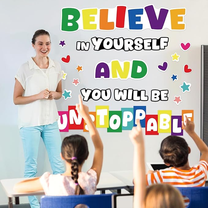 gisgfim Classroom Bulletin Board Decoration Set Colorful Classroom Decorations Wall or Door Decor for Kindergarten Preschool Elementary Middle School(Believe in Yourself You Will Be Unstoppable)