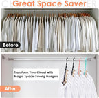 Closet Organizers and Storage, Magic Space Saving Hanger for 40 Heavy Clothes, Smart 360° Swivel Hook Cascading Hangers, Closet Organization Clothes Hangers, College Dorm Room Essentials for Girls