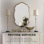 Wall Mirror in Vintage Golden, Decorative 20”x30“ Accent Vanity Mirrors, Wall Mounted Mirror Antique Brass Metal Frame for Living Room Bedroom Bathroom Entryway Stairway Kitchen