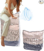 4 Pack Extra Large Thickened Cube Vacuum Seal Storage Bags, Space Saver Compression Storage Bags for Clothing Comforters Pillows Blankets, No Pump Needed