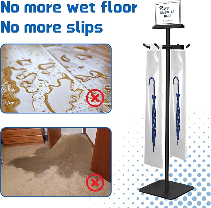 Montex Wet Umbrella Stand with Free 200 Plastic Umbrella Bags and Holder
