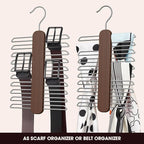 Tie Hanger,Tie Organizer for Closet 20 Storage Capacity,Wooden Necktie Organizer Tie Holder,360 Degree Rotating Accessory Organizers for Tie,Belt,Scarf