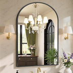 Sweetcrispy 30"x40" Arched Black Bathroom Mirrors for Wall, Bathroom Mirrors for Over Sink, Metal Framed with HD Shatter-Proof Glass for Entryway, Living Room, Bedroom, Home Decor