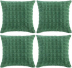Fancy Homi 4 Packs Decorative Throw Pillow Covers for Living Room Couch Bed, Modern Farmhouse Boho Home Décor Accent Cushion Case, 18" x 18", Green