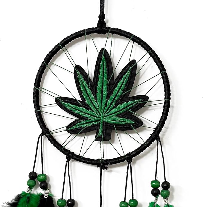 Dream Catchers, Green Leaf Weed Dreamcatcher Wall Hanging Ornament for Bedroom Living Room Apartment Wedding Party Decor, Festival Blessing Gift (Leaf-S)