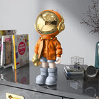 Dosker Astronaut Statues Spaceman Sculpture Polyresin Arts Gifts Orange Figurine Ornament Room Decor for Men,Home and Crafts Desktop Accessories Tabletop Decoration, Living Room, Office, Bookshelf