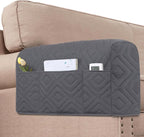 H.VERSAILTEX Armrest Covers for Sofa Water Resistant Couch Arm Covers Remote Control Holder Sofa Armrest Organizer for Magazine, Tablet, Phone, iPad(Set of 2, Gray/Beige)
