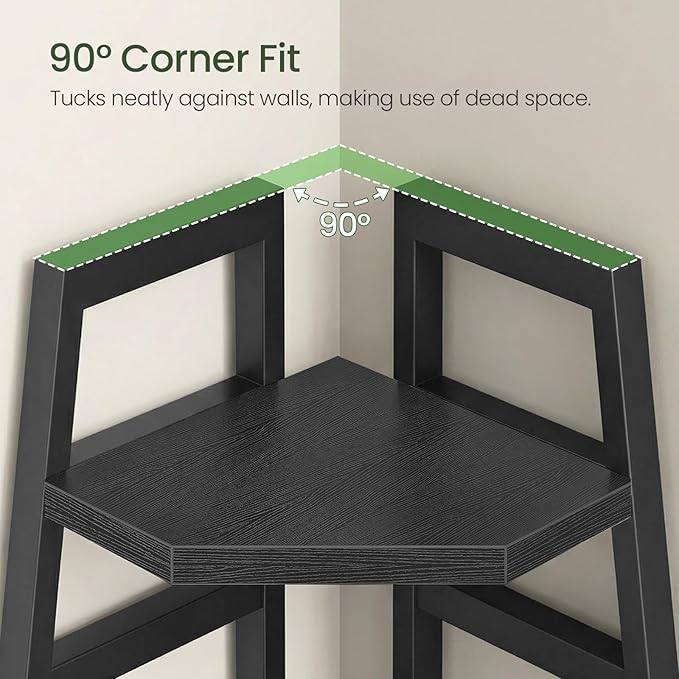 CHOEZON 70.1-Inch 5-Tier Tall Corner Shelf, Narrow Bookshelf for Small Spaces, Industrial Bookcase Display Stand for Living Room, Bedroom, Office, Black TCJ25BB