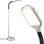 Brightech Litespan Titanium Silver LED Floor Reading Lamp, Energy Efficient, Adjustable Standing, 850-950 Lumens, 12W, 3-Year Warranty