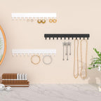 Necklace Holder - Hanging Jewelry Organizer, Self-Adhesive, Wall Mount, 2 Pack, White