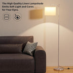 Ambimall 60" Floor Lamp for Living Room with 3 Color Temperatures, Adjustable Beige Shade with Light Gold Pole, Tall Lamp for Bedroom Office Classroom Dorm Room, 9W Bulb Included