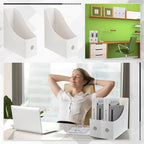 Geyee 12 Pack Magazine File Holder Plastic Desk Organizer Magazine Holder Storage Heavy Duty File Boxes for Home Storage and Office Organization(White)