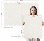 Lightomorrow Scalloped Bulletin Board, 48 x 36 Inches Felt Pin Board - Decorative Cork Alternative for Wall, Foldable Picture Self-Adhesive Vision Prayer Board with 20 Pushpins - Oatmeal