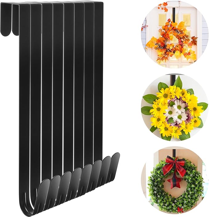 Ferraycle 8 Pcs 15 Inch Wreath Hanger for Front Door Easter Decoration Wreath Decoration Hook Over The Door Single Hook for Hanging Clothes Towels Coats