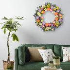 VioletEverGarden 28 Inch Spring Wreaths for Front Door Large Spring Wreath 6 Colors Floral Wreath with Lavender Daisy and Eucalyptus for Indoor Outdoor Holiday Celebration