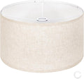 OUTON Beige Large Drum Lamp Shades for Floor Lamps, 16" Top x16" Bottom x 9" High, Easy to Assemble, Replacement Linen Lampshades for Table Lamps & Bedside Lamps (1.65" Spider)