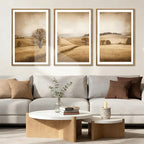 BINCUE Framed Countryside Wall Art Rustic Village Wall Decor Farmhouse Landscape Art Print Nature Countryside Artwork Rustic Landscape Wall Pictures for Living Room Bedroom Office Farmhouse 16x24 Inches Set of 3 Gift