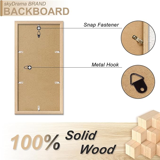 Natural Solid Wood 7x14 Picture Frame, Display 7 x 14 Inch Picture Poster Photo, Vertical & Horizontal Wall Hanging - 2 Pack/Natural/7"x14"
