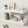 Floating Shelves for Wall 32 in x 9.3 in Deep, Wall Mounted Rustic Wood Shelf with Invisible Brackets for Storage & Display, Living Room Bedroom Bathroom, White, 2 Pack