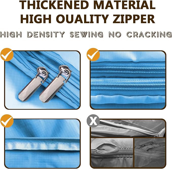 3-Layer Compressible with Zippers Blanket & Comforter Storage Bag,Ultra Space Saving Self Compression Organizer，Save 50% Space, 2 PCS，Blue