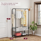 SINGAYE Clothes Garment Coat Rack Drying Clothing Racks Metal Freestanding for Hanging Clothes Portable Closet for Laundry Bedroom Black