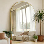 Prywot Full Length Mirror, Oversized 90"x46" Arched-Top Floor Mirror, Free Standing Mirrors, Modern Full Body Mirrors with Aluminum Alloy Frame for Bedroom,Living Room, Gold