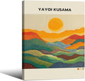 Yayoi Kusama1986 Wall Art Japanese Gallery Exhibition Wall Decor Yayoi Kusama Poster Abstract Landscape Canvas Print for Japanese Home Bedroom Decorations Artwork12x16in Framed