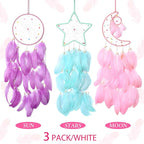 Jetec 3 Pcs Dream Catcher Moon Sun Star Design Handmade Traditional Design Craft Ornament Wall Art Hanging Home Decoration Bedroom Wedding(Sweet Color)
