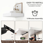 Venusmiles Square Floating Shelves for Wall, 12" W x 12" D x 2" H, 2 Pack of Small Wall Mounted Engineered Wood Shelves with Invisible Brackets for Living Room, Bedroom, Bathroom, Kitchen Decor, White