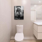 Funny Bathroom Canvas Wall Art Set of 2 - Black and White Vintage Humor Wall Decor, Dumb And Dumber Comedy Movies Posters for Toilet Bathroom Decor 12x16 inch Framed