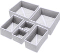 uxcell 1 Set Foldable Cloth Storage Box, 6 Slots Fabric Socks Underwear Drawer Dividers Organizers Baskets Bins for Clothes Socks Scarves Ties, Light Gray