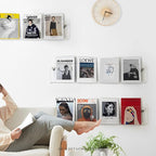4-Pack 17" Acrylic Magazine Holder Vinyl Records Holder, Display Floating Bookshelves Wall Mounted, Hanging Nursery Book Shelves for Waiting Room, Living Room, Office