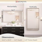 Keonjinn 55 x 30 In Brushed Nickel Bathroom Mirror for Wall, Rectangular Metal Framed Large Silver Vanity Mirror for Over Sink Square Corner Aluminum Alloy Modern Rectangle Mirror(Horizontal/Vertical)