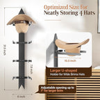 Cowboy Hat Rack for Wall, Cowboy Hat Holder Wall Mount Holds up to 4 Hats, Wooden Western Rustic Metal Hat Hanger with Arrow Sign Board, Hat Organizer for Western Hat, Fedora, Sun Hats
