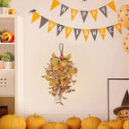 20 Inch Fall Harvest Swag, Artificial Fall Maple Swag Autumn Thanksgiving Day Halloween Decorative Teardrop, Halloween Wall Door Decor Sunflower Berry Fake Wreath (#2)