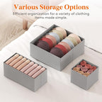 Lifewit Drawer Organizer Clothes for Closet 32 Pack, 3 Sizes Underwear Wardrobe Drawer Dividers, Fabric Foldable Dresser Storage Organizer Bins for Sock/Bra/Lingerie/Undies, Light Gray