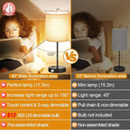 Lynnoland Set of 2 Touch Control Table Lamps, 3-Way Dimmable Bedside Nightstand Lamps for Bedroom Living Room Nursery, 800 Lumens 3000K Warmlight Bulbs Included