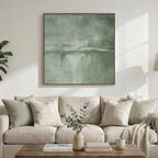 Large Framed Green Abstract Wall Art, Modern Minimalist Sage Green Canvas Prints Artwork for Walls, Contemporary Square Pictures for Living Room Bedroom Dining Room Hallway Office Wall Decor, 36x36 In