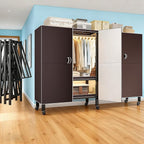 Heavy Duty Portable Closet with Cover Magnetic Doors, Metal Rolling Clothes Rack Heavy Duty 1500LBS, Foldable Clothing Rack, Garment Racks for Bedroom/LivingRoom/Rental (KT Coffee, 70.86in)