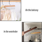 Belt Hanger 4Pcs Belt Hanger with 32 Hooks Bra Hangers for Closet,Space-Saving Wooden Closet Hanger Organizer for Ties, Scarves, Bras,Tank, Tops (Brown)