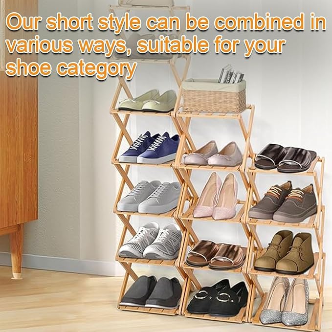Vertical Shoe Rack Small Narrow Shoe Racks 4-Tier Folding Shoe Storage Rack No Installation Shoes Organizer Shelf Standing Storage Shoe Rack for Entryway Hallway Corridor Room Corner Storage