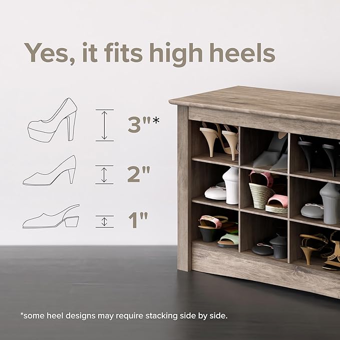 Prepac White Tall Storage Cabinet, Shoe Cabinet, Entryway Furniture with 36 Shoe Cubbies 13"D x 23.5" W x 72.5" H