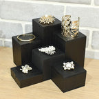 MOOCA Wooden 6 Pcs Square Risers for Display Jewelry and Accessories Display Stand Wooden Risers For Jewelry Figurine, Black Color