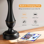 Seealle Upgraded Touch Lamps for Night Stands Set of 2 - Bedside Lamps with USB C+A, 3 Way Dimmable for Bedroom Living Room End Tables Office (Tall Beige&Black)